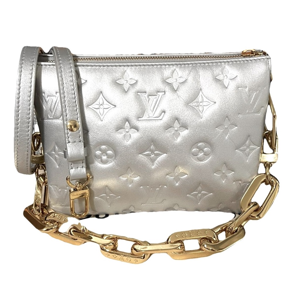 LOUIS VUITTON Mint Coussin PM bag with leather strap and gold tone chain
